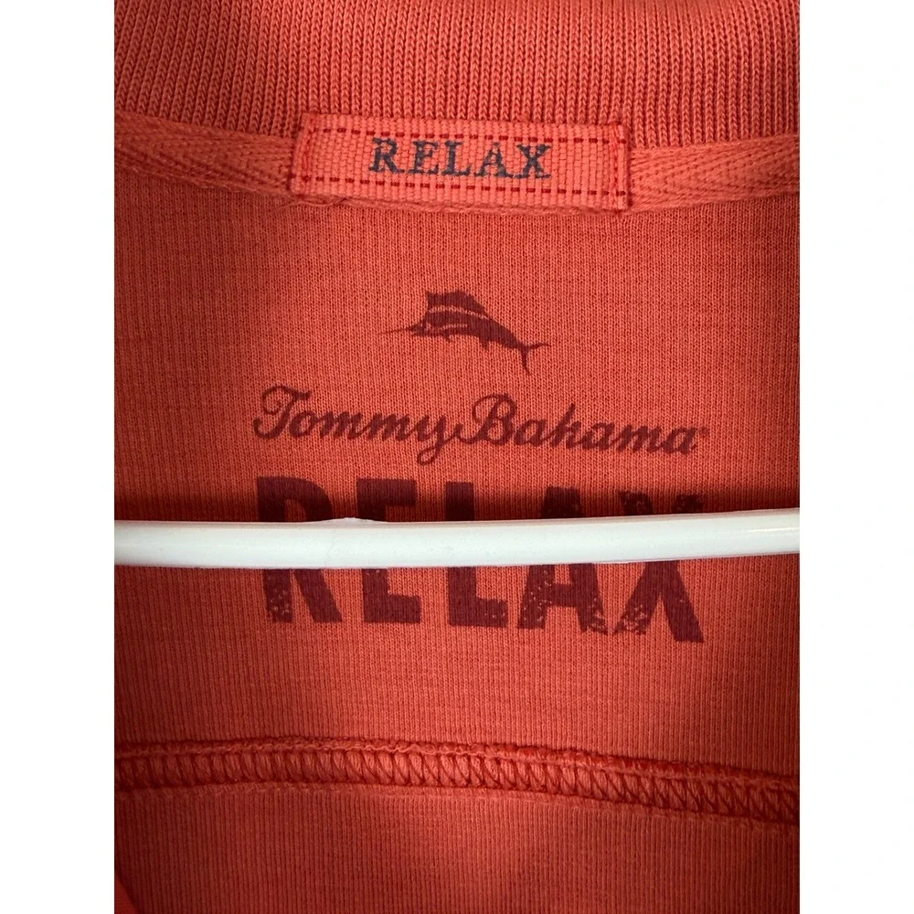 Tommy Bahama Relax Mens XL Coral Orange Quarter Zip Pullover Sweatshirt Marlin